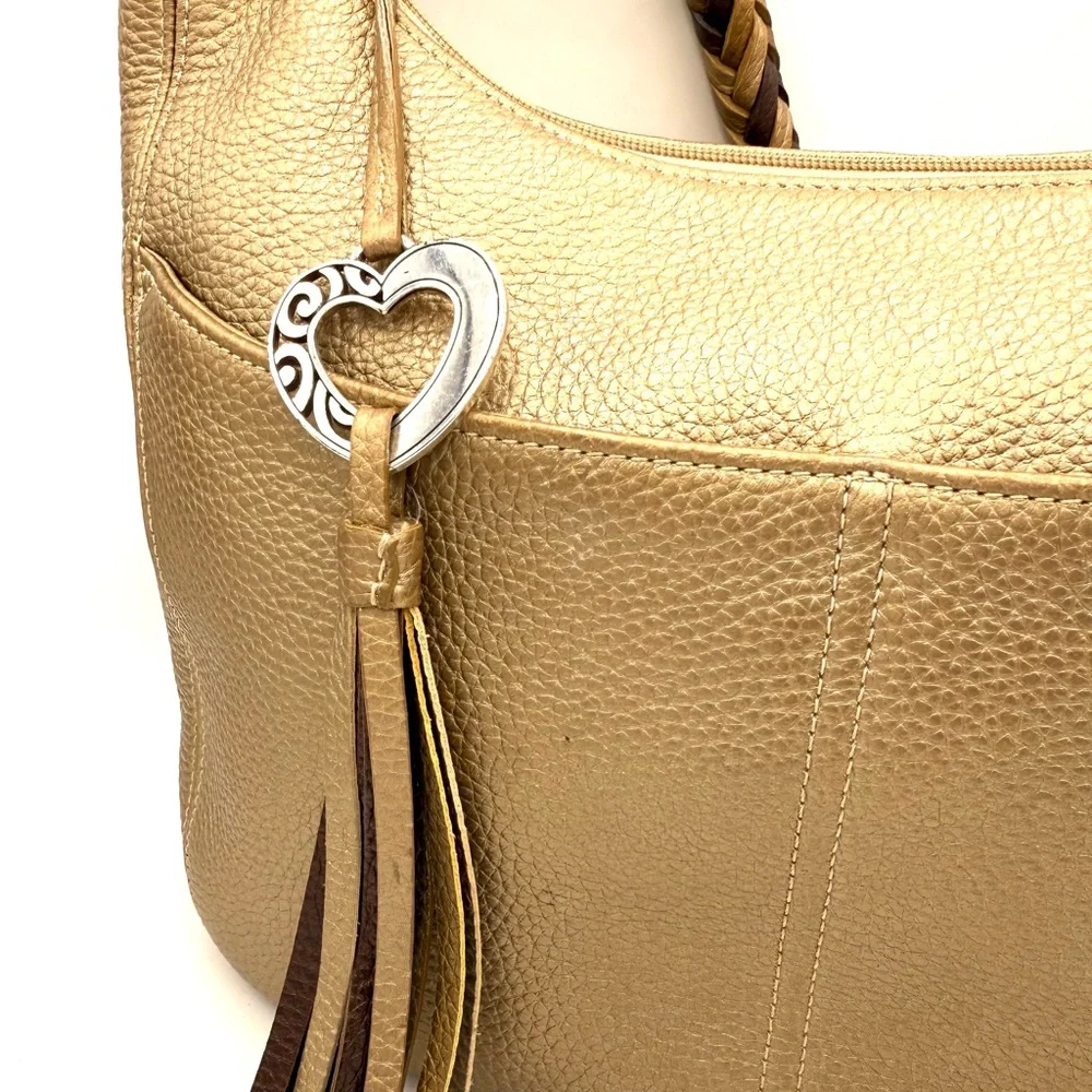 Brighton Gold and Tan Hobo Bag - Picture 3 of 11